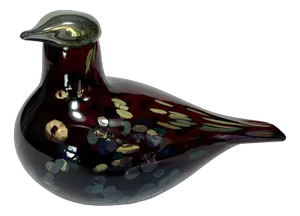 Ruby Bird Mouth-Blown Glass Art Bird Figure by Oiva Toikka for Iittala, Finland, 1990s