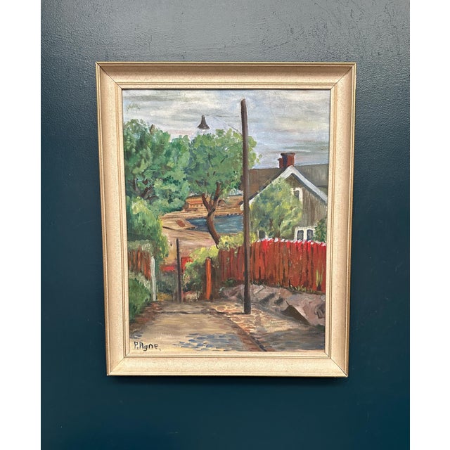 P. Agne, Village, 1950s, Oil on Canvas, Framed For Sale - Image 11 of 13