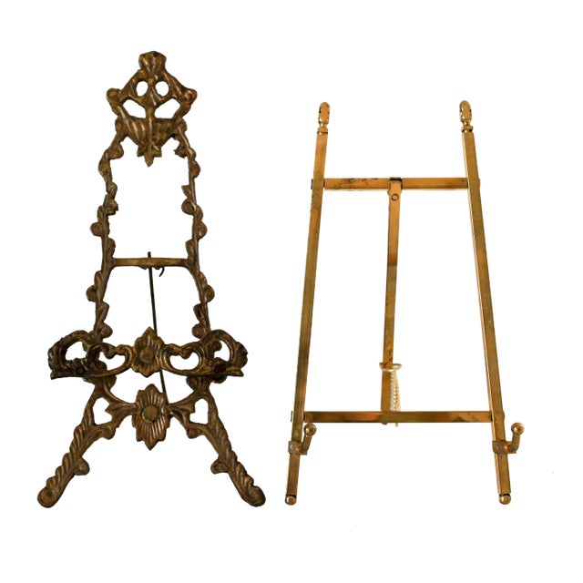 Pair of Vintage Brass Easels Chairish