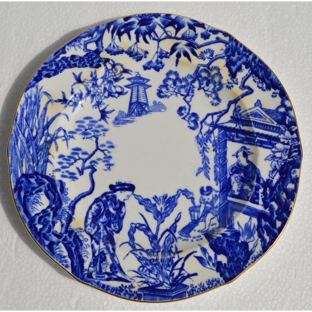 Late 19th Century Royal Crown Derby Blue Mikado Bone China 22k Gold Accent Bread & Butter Plate England For Sale - Image 13 of 13
