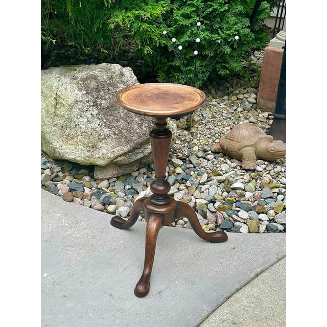 Wood Kittinger/Colonial Williamsburg, Cw-149, Mahogany, Copper Top, Cabriole Legs, Turned Pedestal, Tea Kettle Stand/Plant Stand, Tripod, Mid 20th Century For Sale - Image 7 of 12
