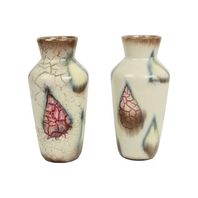 Mid-Century Modern West German Vases with Abstract Marble Pattern by Bay Keramik, 1960s, Set of 2 For Sale - Image 3 of 11