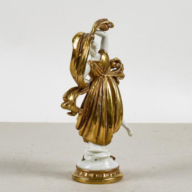 Capodimonte Dancer in Gold-Plated Enameled Ceramic For Sale - Image 6 of 9