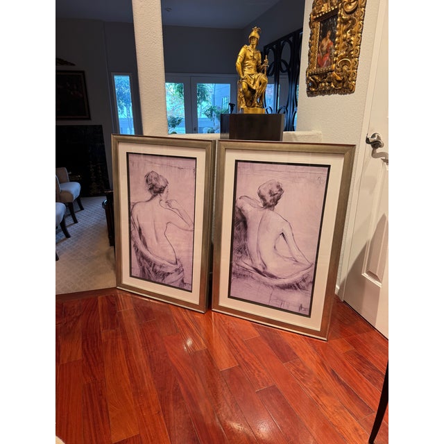 Gray Pair of Framed Figurative Nude Prints by Tim O’Toole for World Art Group For Sale - Image 8 of 8