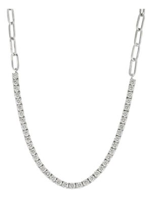 14k Gold 4.44 Carats Diamond Tennis Paperclip Chain Necklace by VRJewels