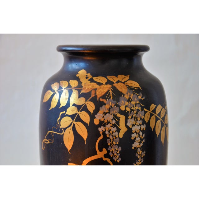 Antique Japanese Black Lacquered Vase Chairish
