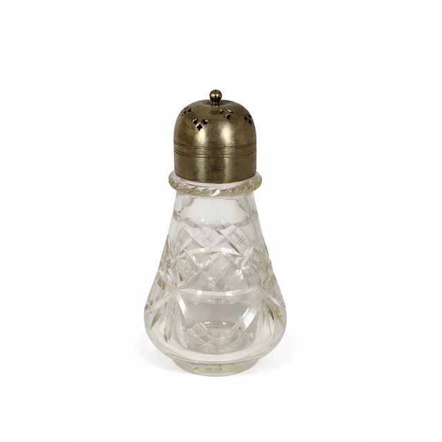 Victorian Early 20th Century Edwardian Silver-Plate and Cut Glass Sugar Shaker For Sale - Image 3 of 7