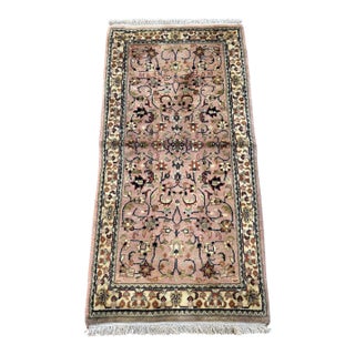 Vintage Hand-Knotted Wool Rug 2'3" X 4'8" Floral Persian-Style Area Carpet For Sale