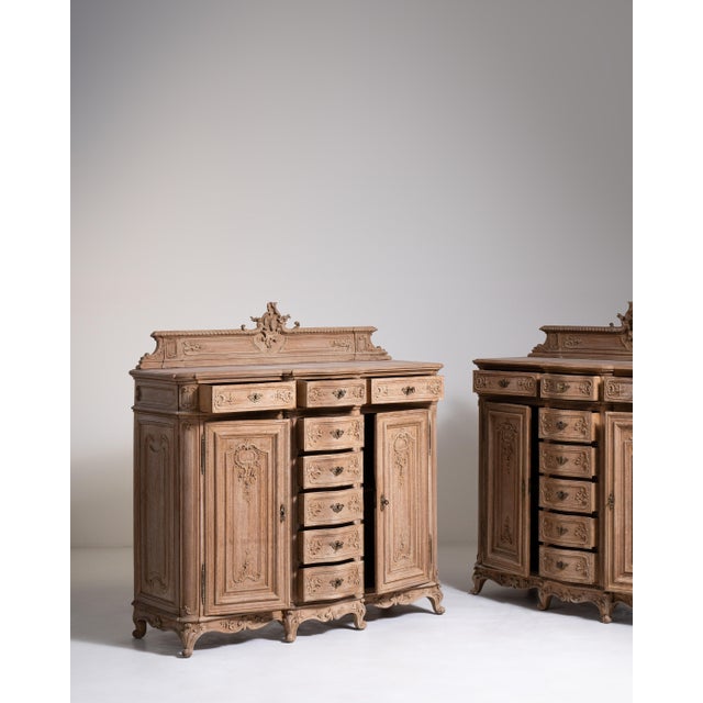 Tan Top-Quality Pair of Louis XV Oak Buffets, Rococo Style, Belgium, Circa 1890 For Sale - Image 8 of 17