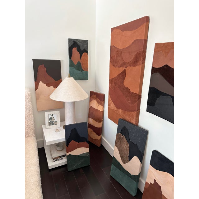 "Red Rock" Abstract Leather Landscape Art For Sale - Image 4 of 5