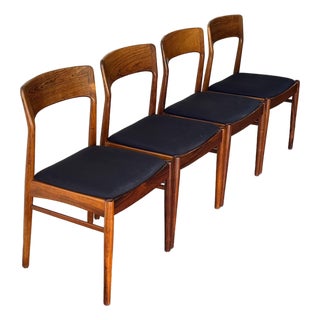 Set of 4 Henning Kjærnulf Style Danish Rosewood Dining Chairs, Mid Century Modern 1960s For Sale