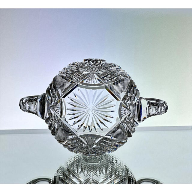 American Antique Late 19th Century American Brilliant Period Crystal Hand Cut Sugar and Creamer Set- 2 Pieces For Sale - Image 3 of 10