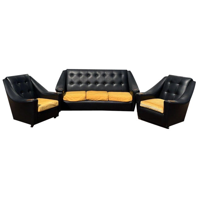 Mid-Century Three-Seater Sofa and Armchairs, Set of 3 For Sale