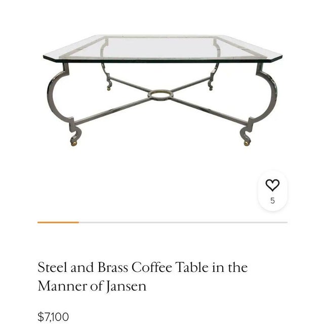 Hollywood Regency 1970s Introducing a Stunning Steel & Brass Coffee Table, Masterfully Crafted in the Sophisticated Manner of Jansen. For Sale - Image 3 of 9