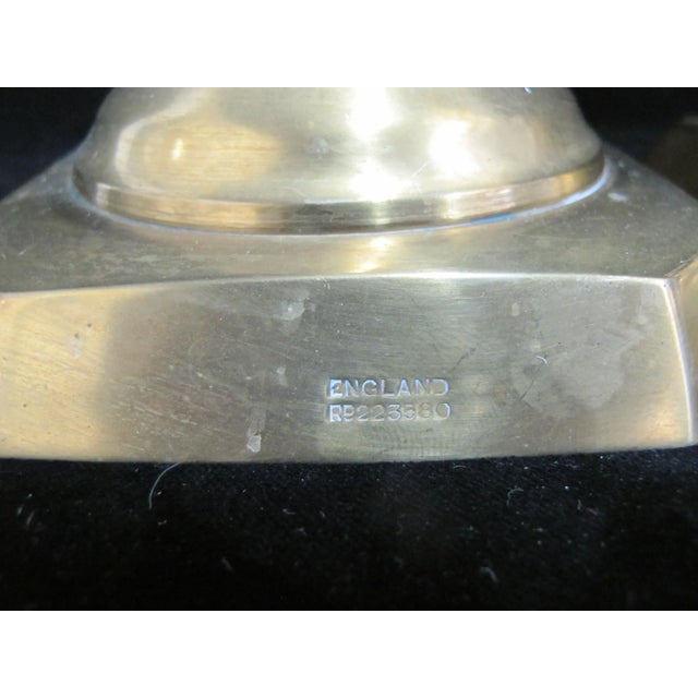 Antique English Brass Beehive & Diamond 14" Candle Holder Candlesticks For Sale - Image 9 of 10