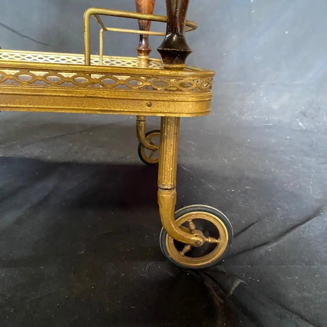 Mid-Century Modern French Midcentury Modern Bar Trolley or Bar Cart With Brass and Formica For Sale - Image 3 of 10