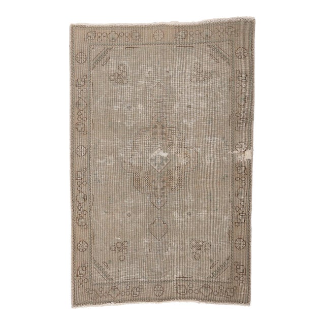 Mid 20th Century Distressed Faded Vintage Persian Rug, 03'01 X 04'07 For Sale