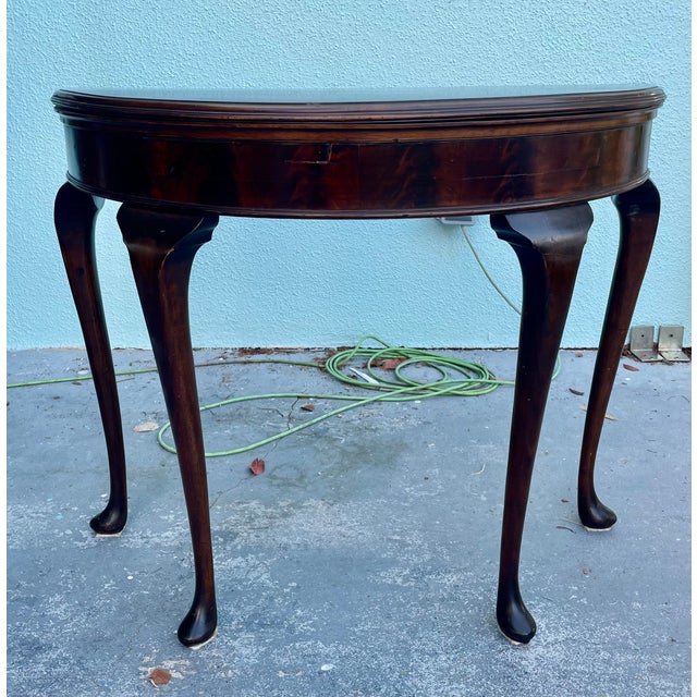 Antique 1880s French Mahogany Folding Game Table With Green Felt – Original Condition For Sale - Image 4 of 14