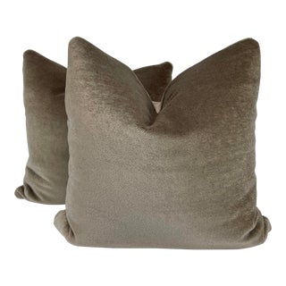 Teddy Mohair in Taupe 22" Pillows-A Pair For Sale