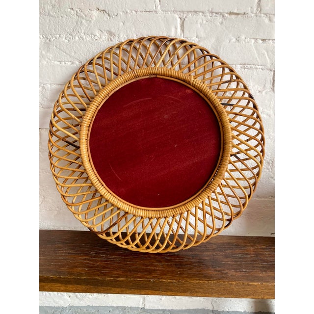 Light Yellow Wicker Mirror attributed to Franco Albini, 1960s For Sale - Image 8 of 9