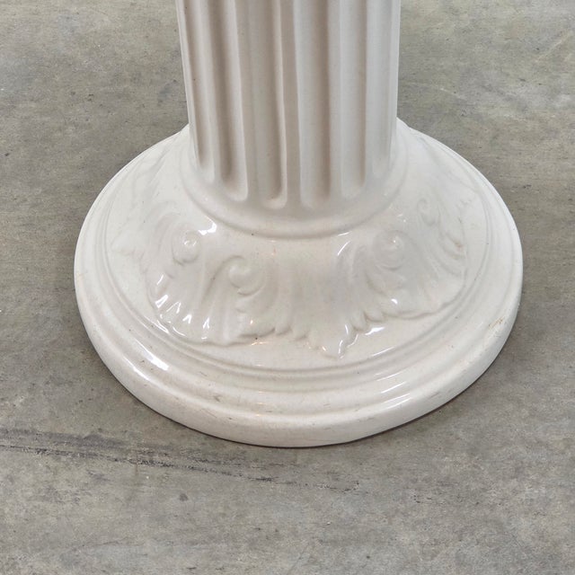 Metal Pedestal Table With Ceramic Base For Sale - Image 4 of 8