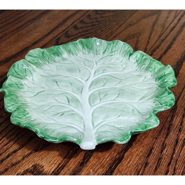 Fitz and Floyd Vintage Fitz & Floyd Porcelain Ironstone Cabbage Leaf Appetizer Plates- Set of 4 For Sale - Image 4 of 8