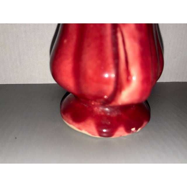 Burgundy 1940’s Rare Vintage McCoy Petal Leaf Flared Vase - Mauve Burgundy Gloss Glaze For Sale - Image 8 of 12