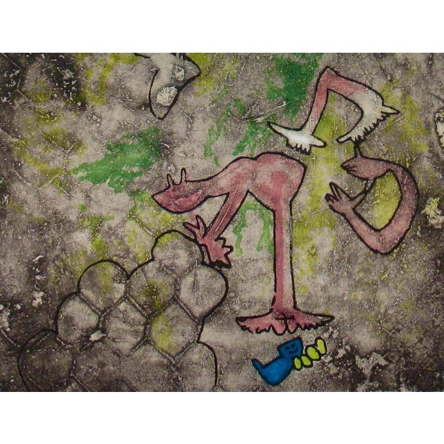 This artwork titled "Centre Noeuds" plate #2, 1974, is an original color etching with aquatint on Japan nacre paper by...