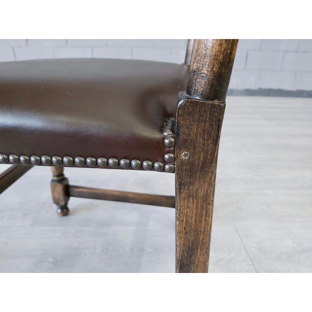 Antique Dutch Farmhouse Ladder Back Dining Chairs Leather Seats Set of 8 Chairish