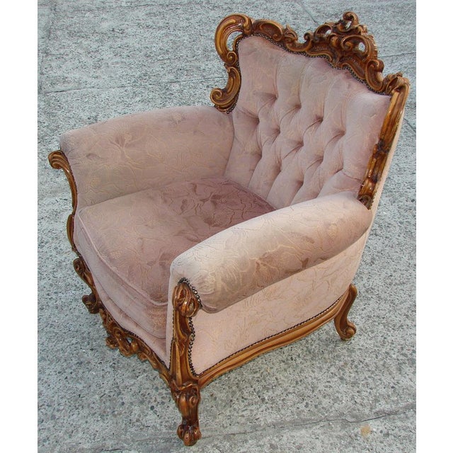 1960s Vintage French Armchair in Fabric and Wood, 1960s For Sale - Image 5 of 13