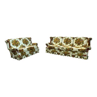 1970s Lenoir House Autumn Harvest Sofa and Loveseat- Set of 2 For Sale