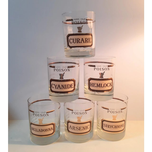 1960s Name Your Poison Barware Glasses Bar Vintage For Sale - Image 5 of 14