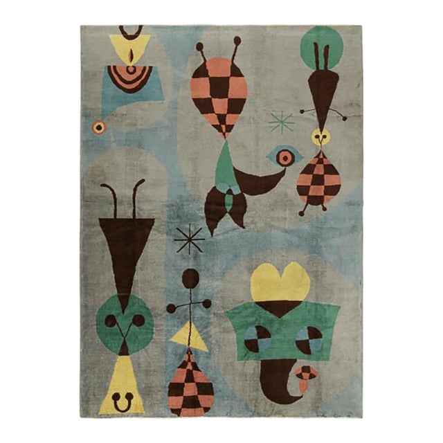 Vintage Zeki Müren Rug in Gray With Abstract Geometric Patterns From Rug & Kilim For Sale