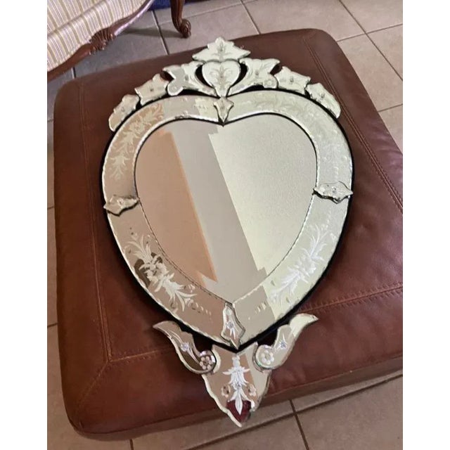 Italian Venetian Heart Wall Mirror For Sale - Image 4 of 11