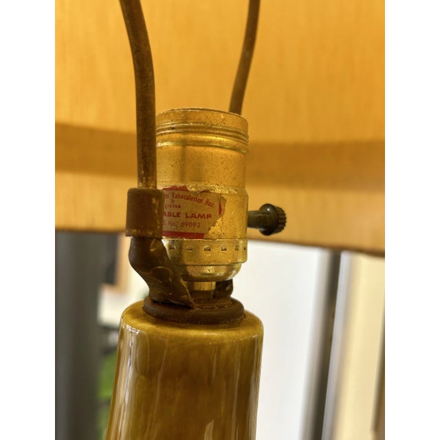 Very Large Vintage Mid Century Modern Ceramic Brutalist Green Table Lamp For Sale - Image 10 of 10