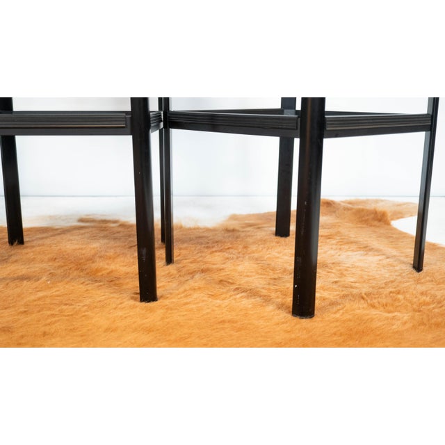 1980s Mid-Century Matteo Grassi Black Saddle Leather Sistina Bar Stools - Set of 4 For Sale - Image 13 of 14