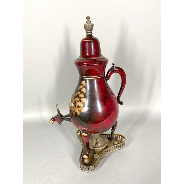 Folk Art Mid 20th Century Edeltin Holland Red Tin Faucet Pitcher Set - 2 Pc For Sale - Image 3 of 6