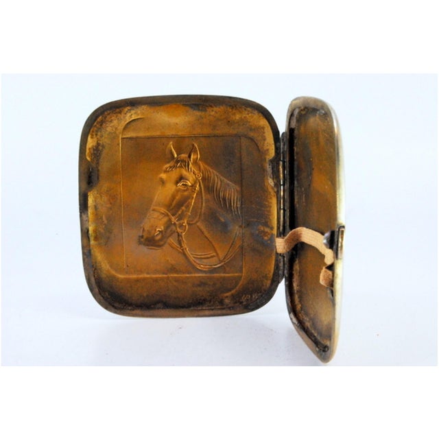 Silver Cigarette Case with Embossed Art Nouveau Horse Figure and Hinged Lid For Sale - Image 5 of 9