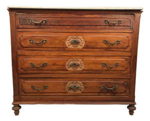 Antique French Carved Commode W/ Marble Top