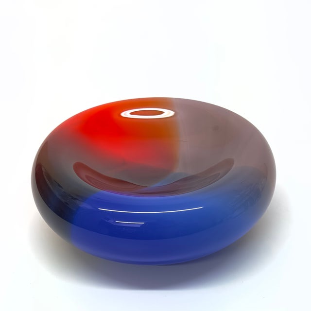 Glass Colorful Mid-Century Modern Double-Walled Glass Bowl Attributed to Flavio Poli for Murano For Sale - Image 7 of 13