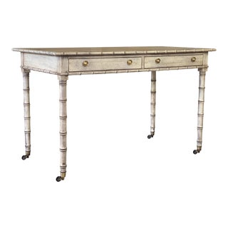 Coastal Hickory Chair Faux Bamboo Writing Desk For Sale