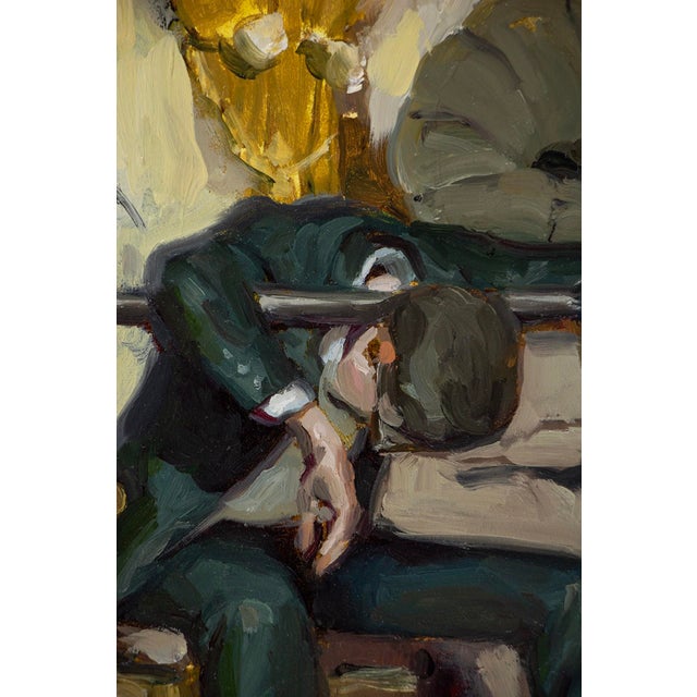 In "Something in the Way," a figure slumps in a chair, embodying a mood of introspection and weariness. The rich,...