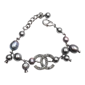 Chanel Grey CC Crystal Fresh Water Bracelet