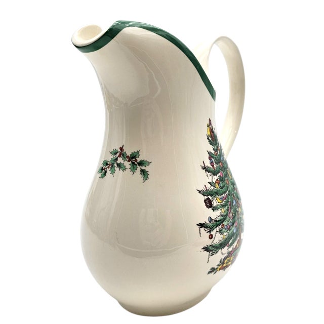 Late 20th Century Vintage Spode Christmas Tree 48 Oz Water Pitcher, England For Sale - Image 5 of 10