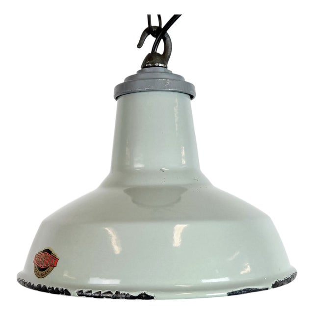 Industrial Grey Enamel Pendant Lamp from Thorlux, 1960s For Sale