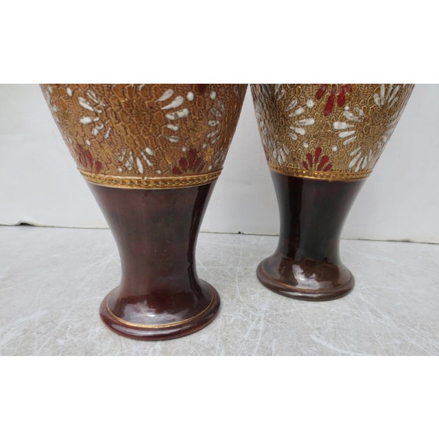 Antique Victorian Royal Doulton Vases Circa 1880, Set of 2 For Sale In New York - Image 6 of 8