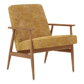 Fox Lounge Chair in Mustard Fabric and Dark Wood, 2023 For Sale