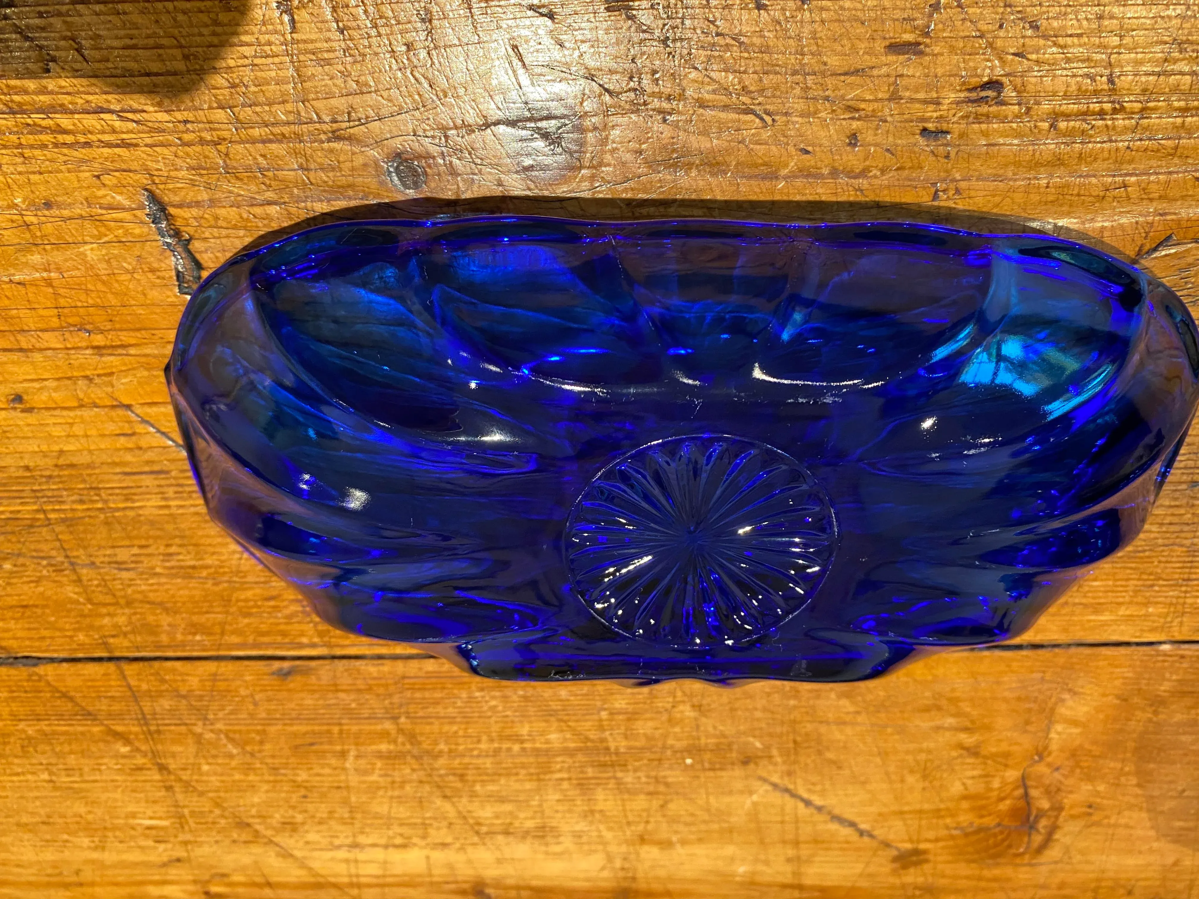 Vintage Mid 20th Century Anchor Hocking Cobalt Blue Banana Split