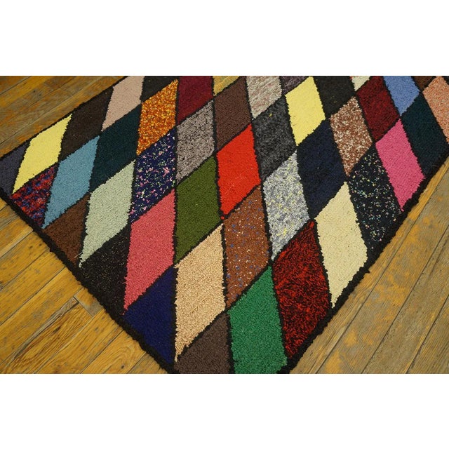 1940s Superb Light and Vibrant Color With Symmetrical Design Vintage American Hooked Rug For Sale - Image 5 of 6