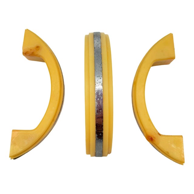 Art Deco Bright Yellow Bakelite Drawer Pulls W/ Chrome Strip, Set of 6 For Sale - Image 10 of 14